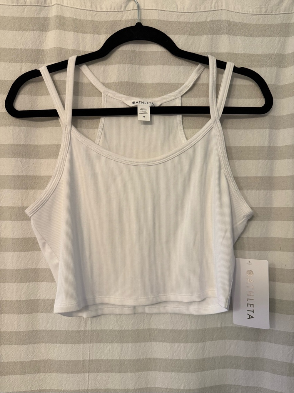 NWT Athleta White Ribbed Cropped Tank Top